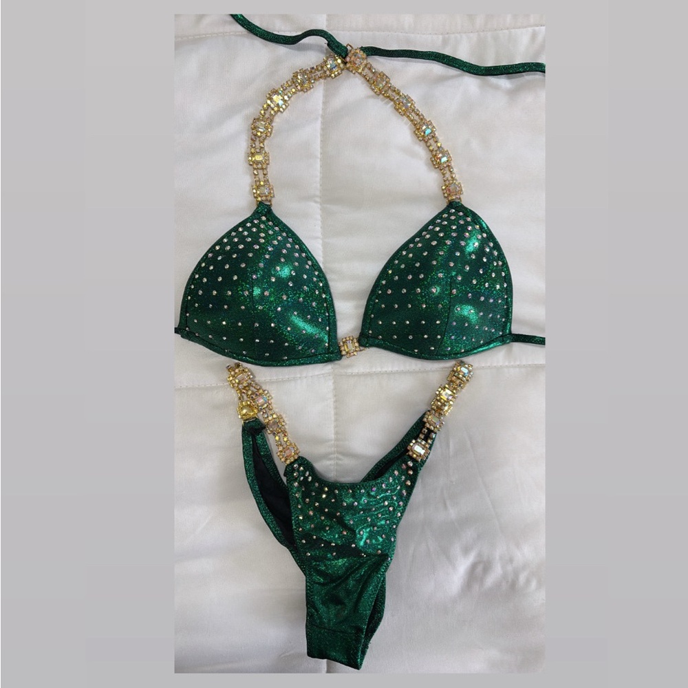 Emerald Green Beaded Women's Bikini
